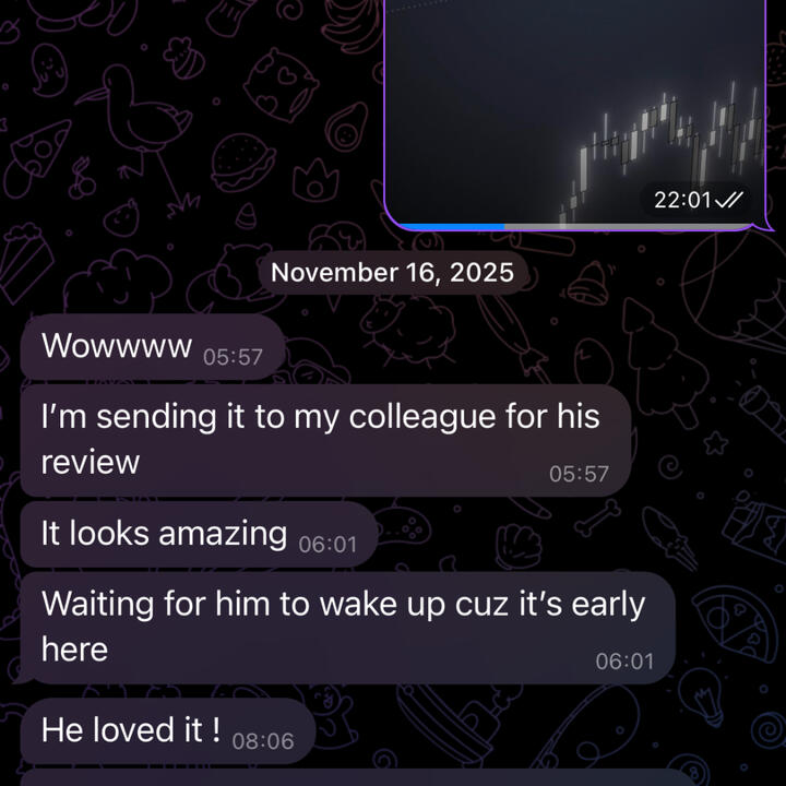 Client chat screenshot: praise for delivered edits (CLIENT_04 / CHAT LOG)